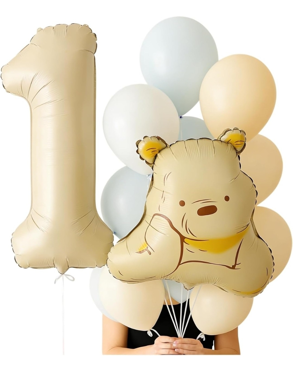 Winnie The Pooh Bear Number 1 Party Balloon Set - Cute First Birthday Decoration